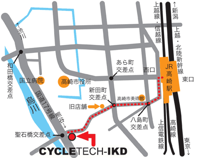 CYCLETECH-IKD本店へのアクセス地図